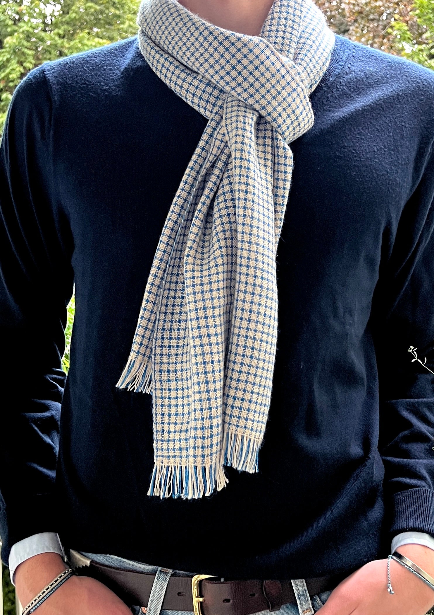 White Blue Scarf