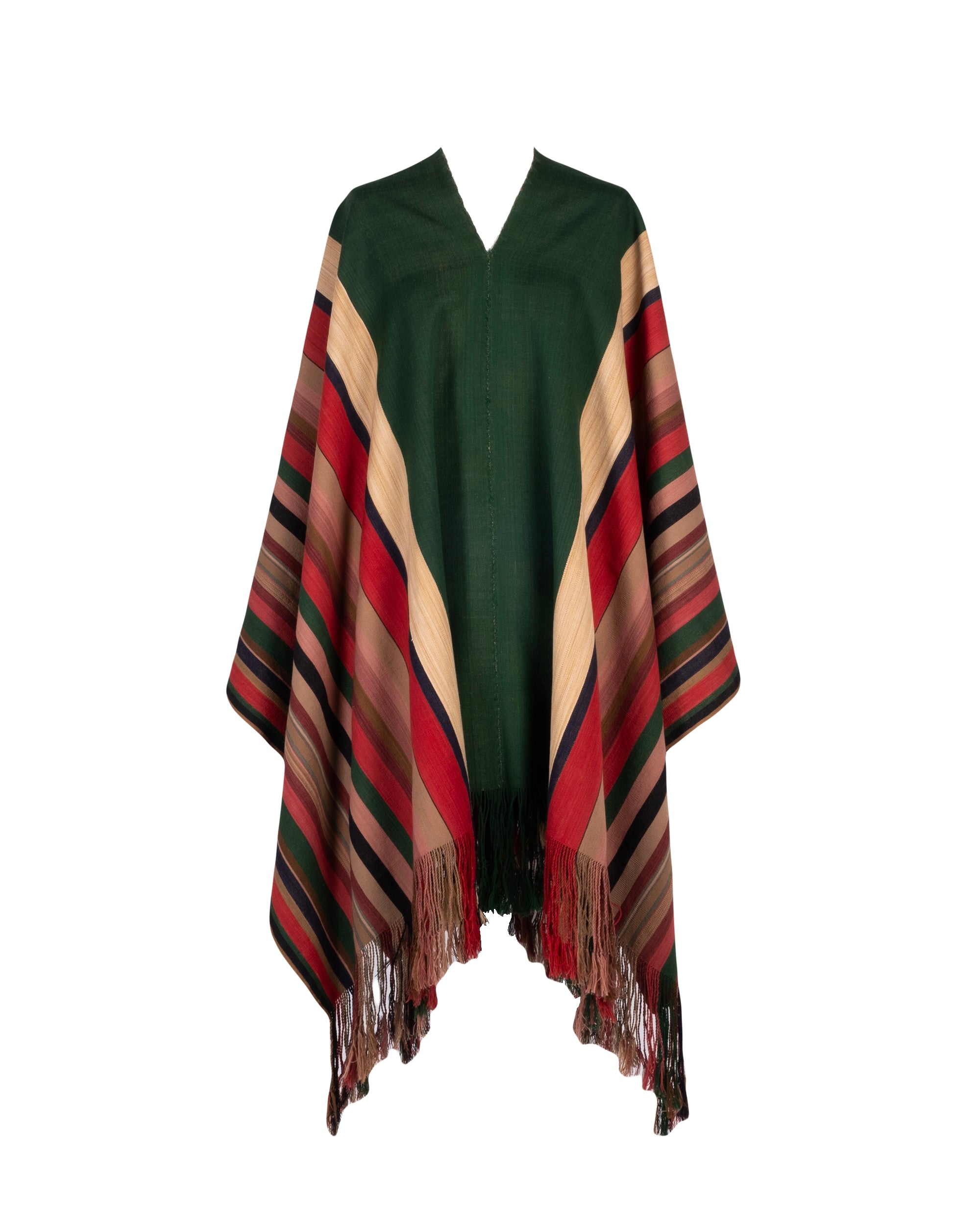 Alpaca and Cotton Green Poncho