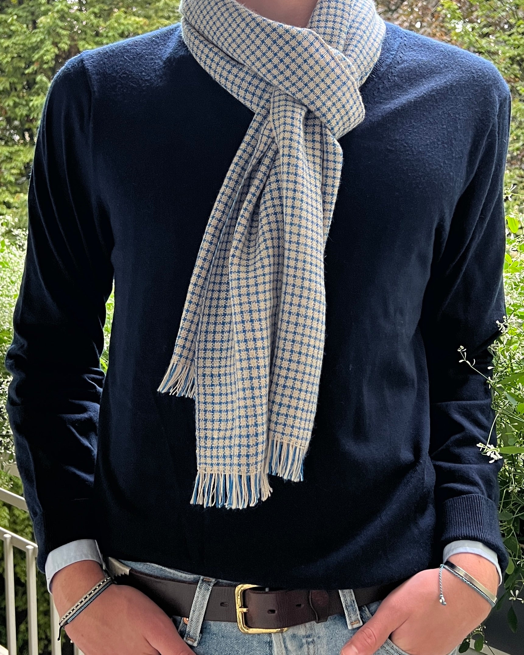 White Blue Scarf